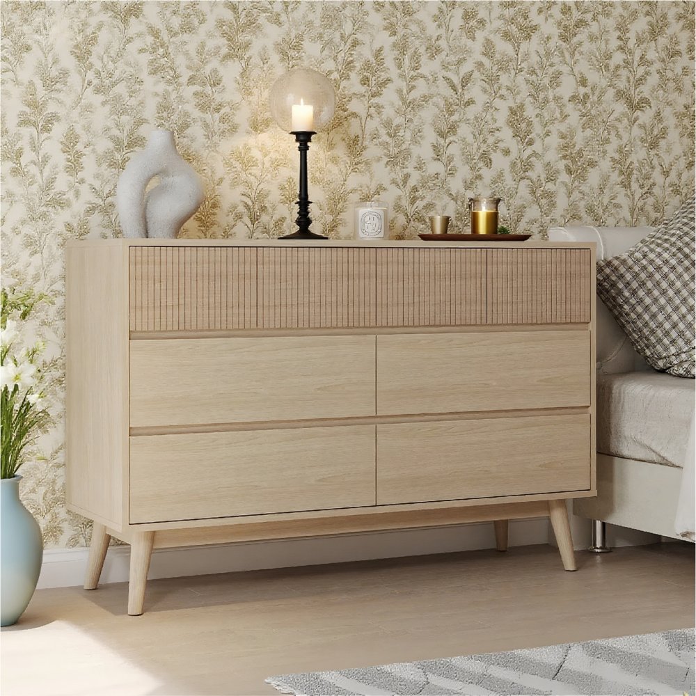 Striped Pattern Design Versatile Wooden Living Room Storage Cabinet