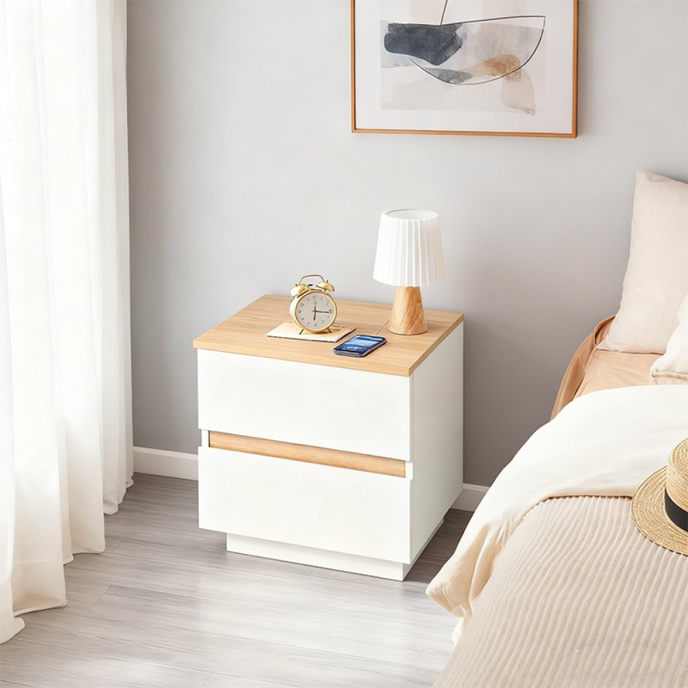 Contemporary Bedside End Table with Charging Function and USB Ports