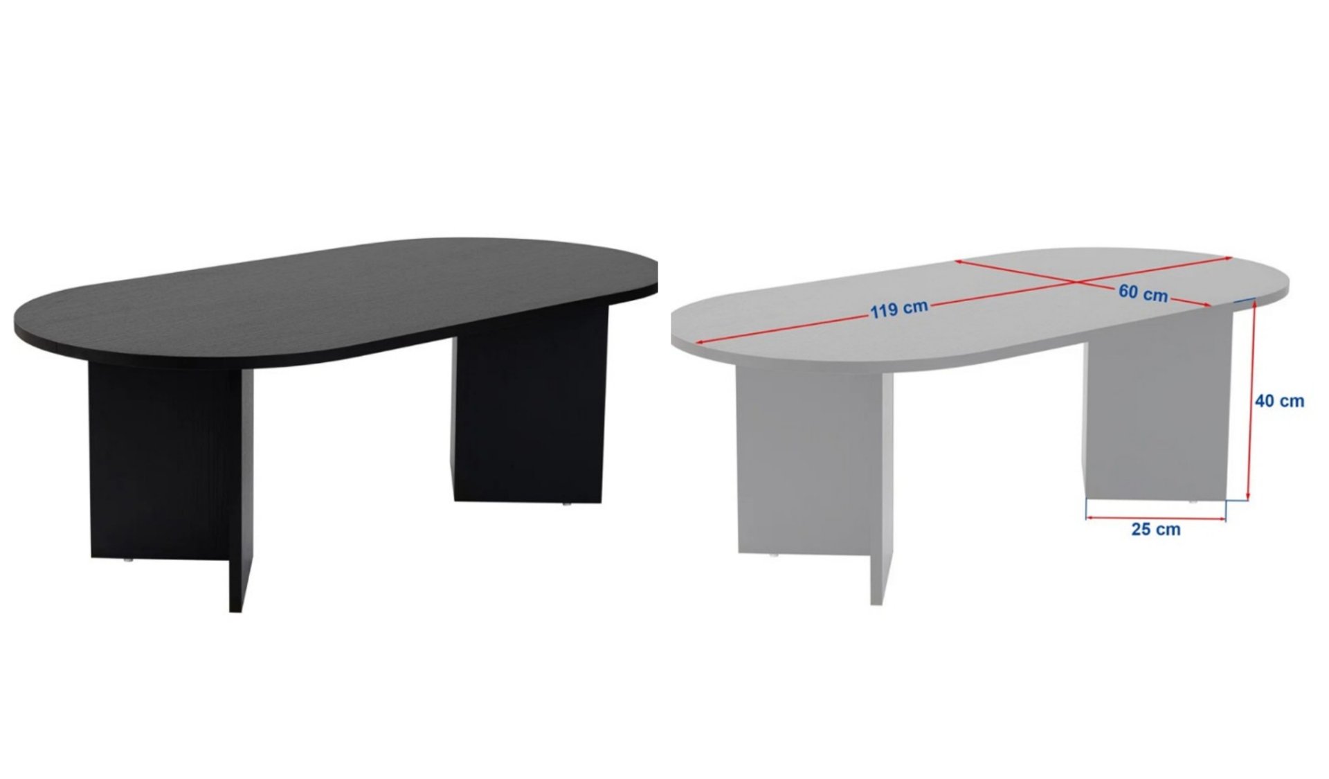 Nordic Oval Matt Black Console Table Sofa Table Detail View