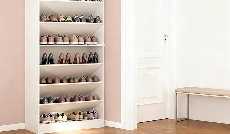 Fenzo Furniture Tall 9 Tiers Wood Shoe Storage Rack with Open Shelf