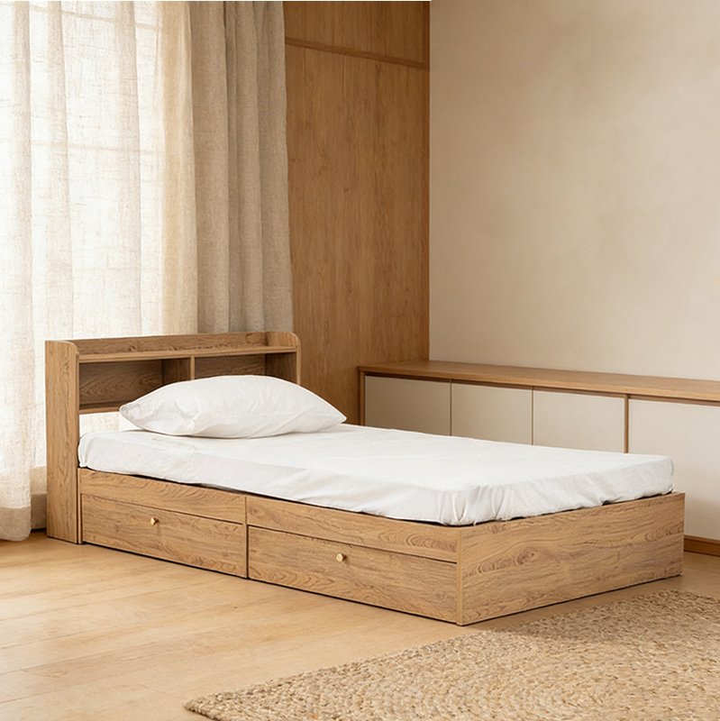 Fenzo Furniture Oak Storage Double Bed Frame and Headboard Set - blog picture 1