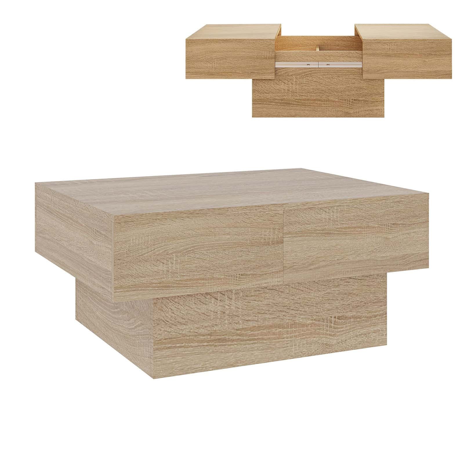 Rustic Practical Coffee Table with Extending Tray - detail 1