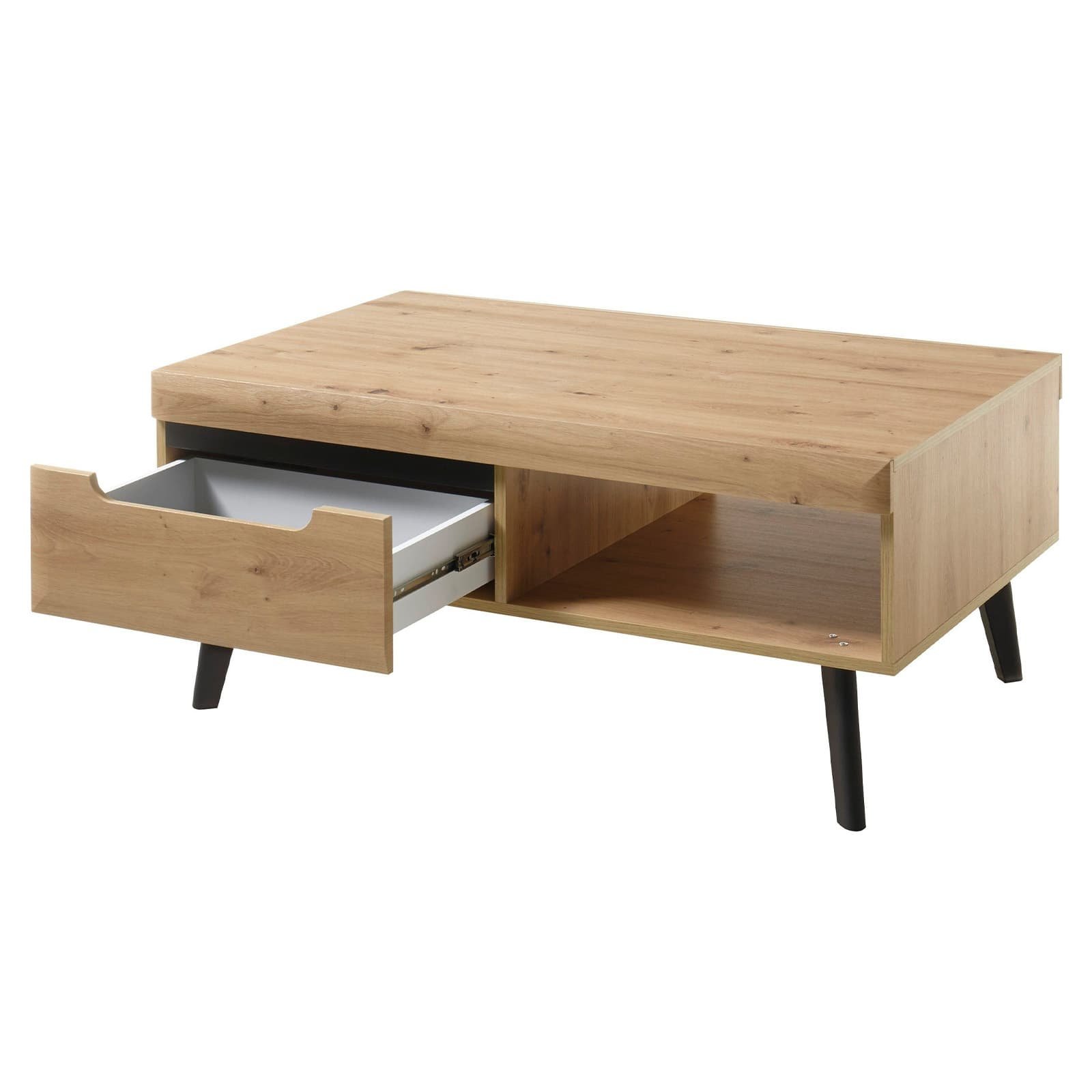 Scandinavian Rectangular Side Table with Open Compartment - detail 1