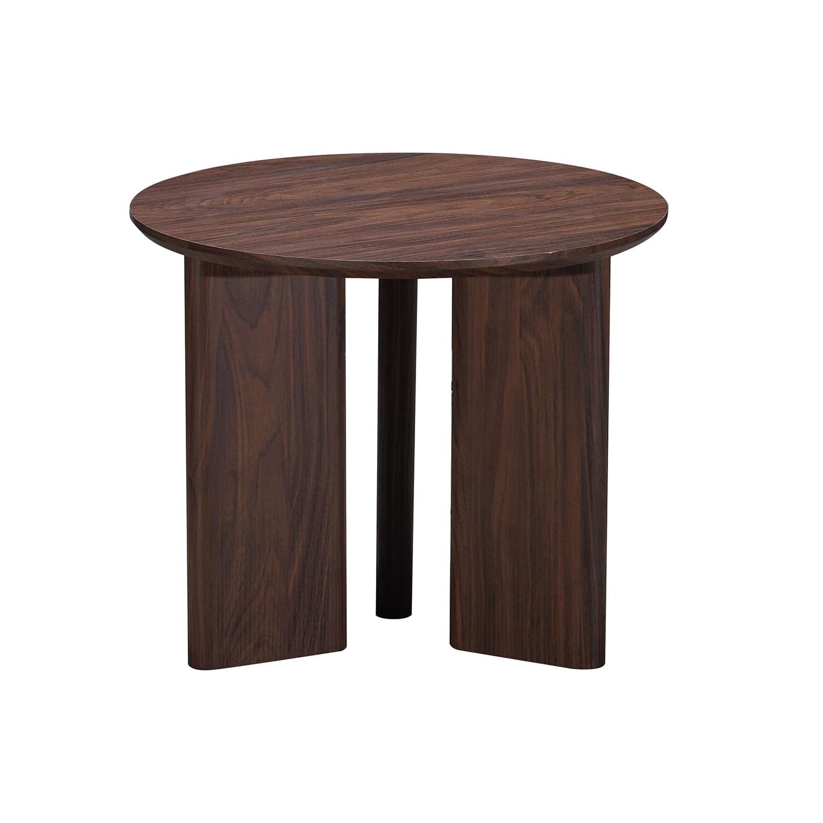 Wood Round Brown Coffee and End Table Set of 2 - detail