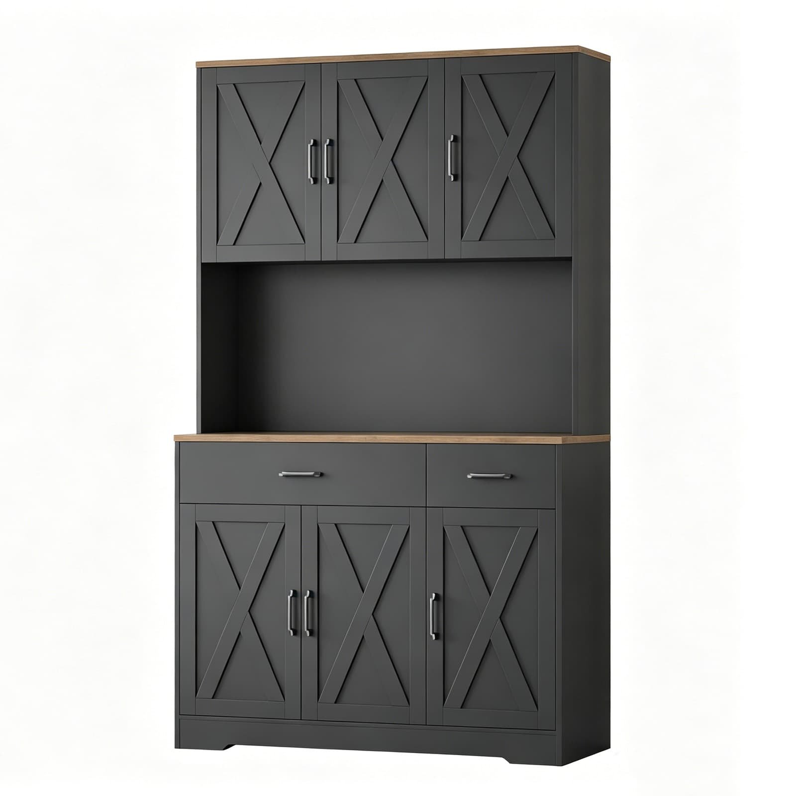 Farmhouse 71 Inch Kitchen Pantry Cabinet with Charging Station and 6 Doors - detail