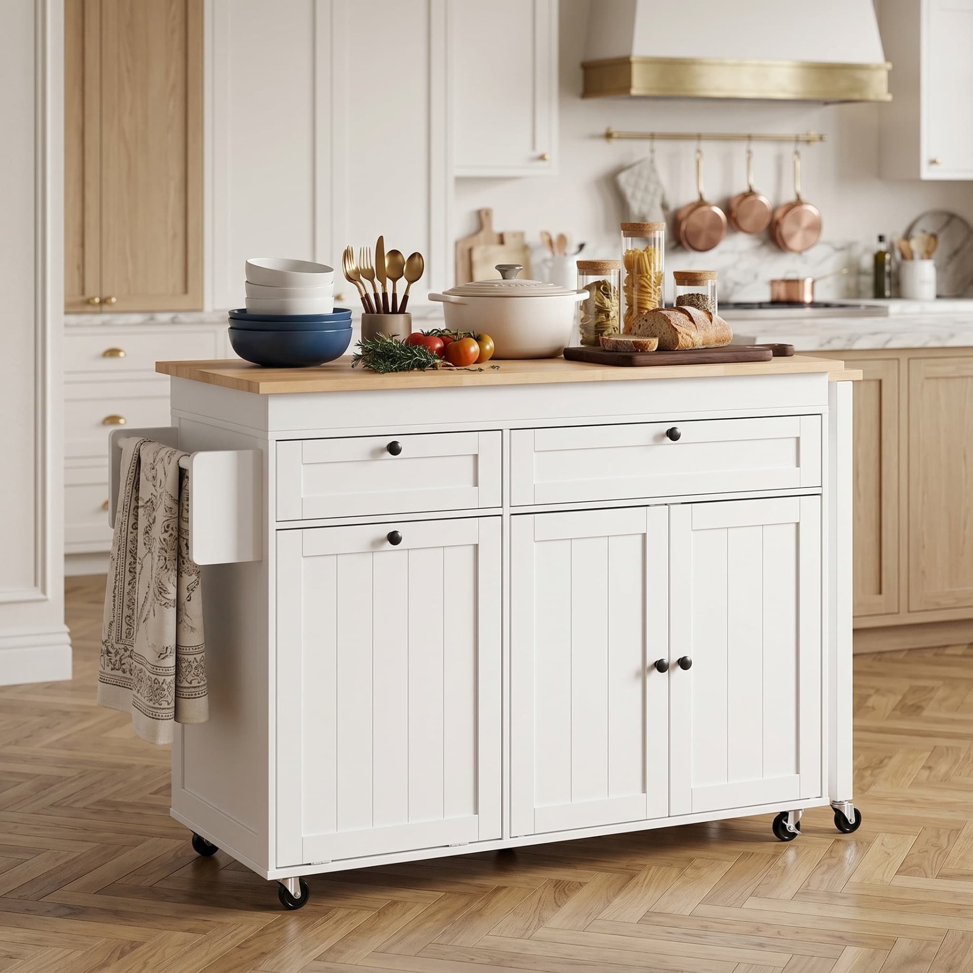 Fenzo Furniture Kitchen Cart Countertop Material Fits Your Lifestyle