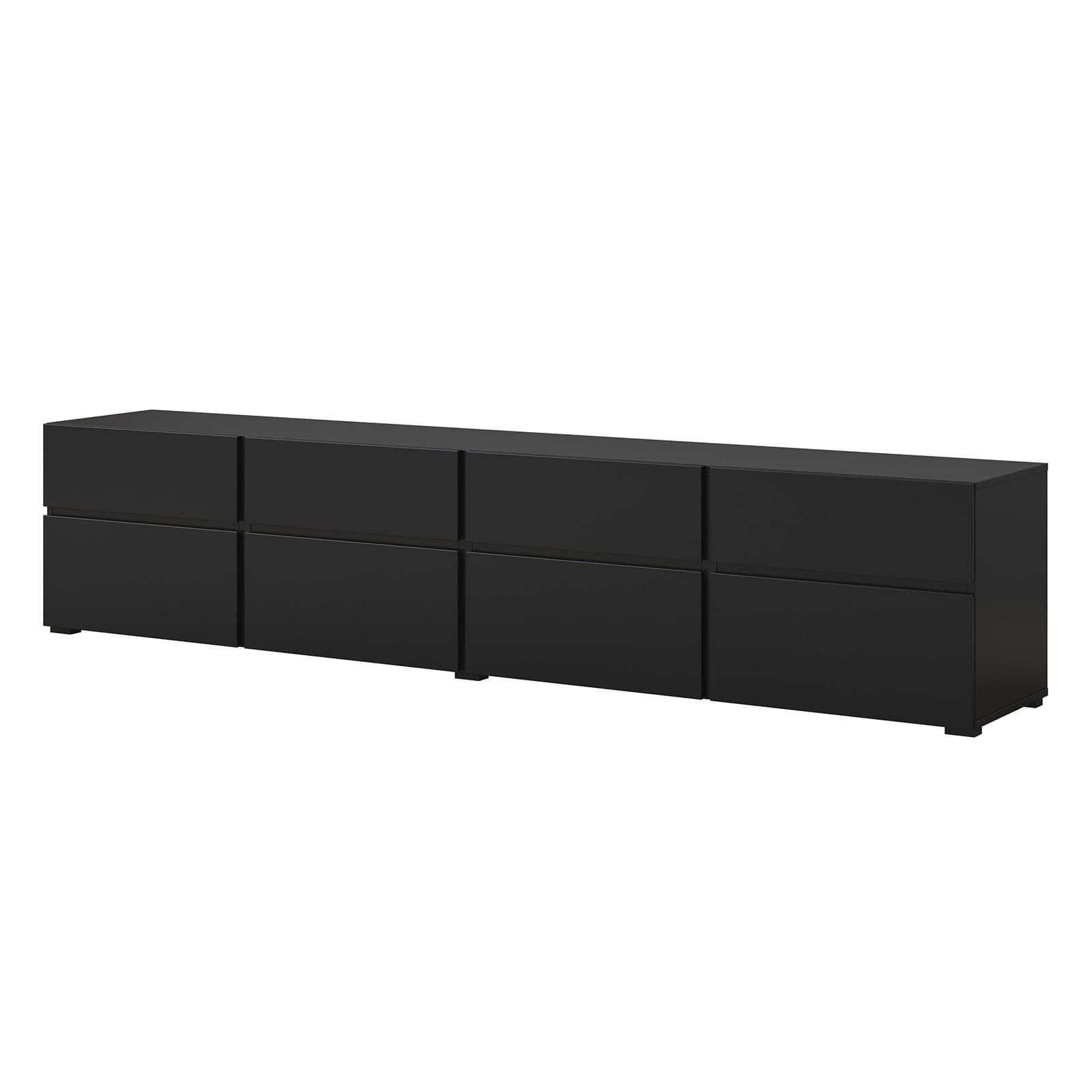 Large Black 88" TV Cabinet with 4 Hinged Doors 4 Drawers for Living Room - detail