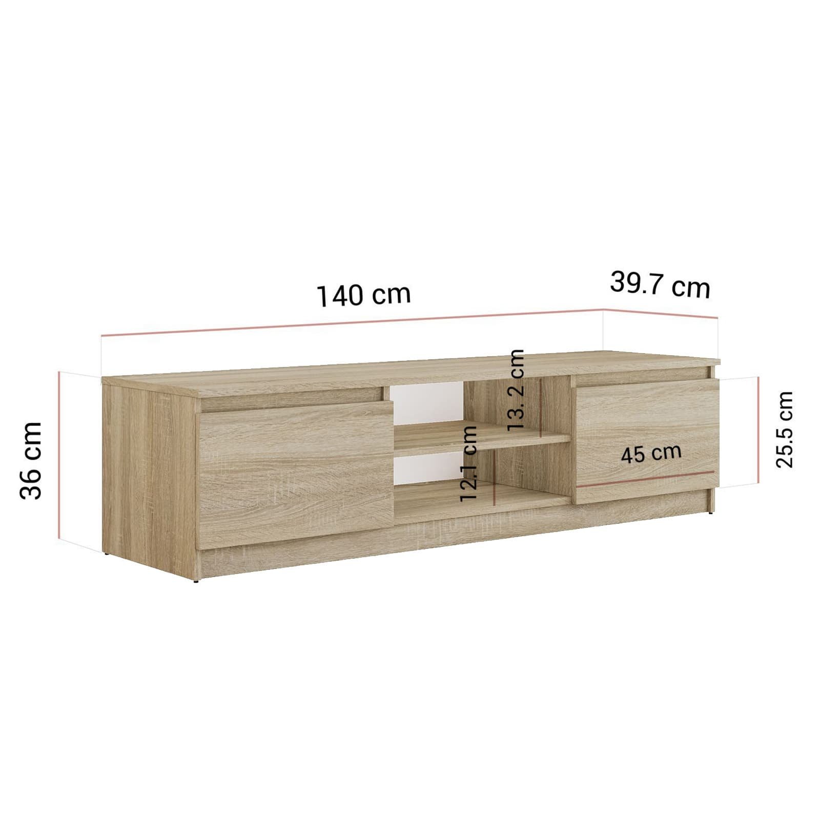 Universal 55 Inch TV Stand Low Floor Unit - dimensions