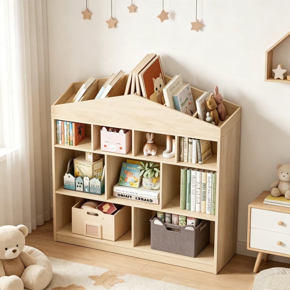 Toy Storage Organizer Kids Bookshelf with 9-Cubby