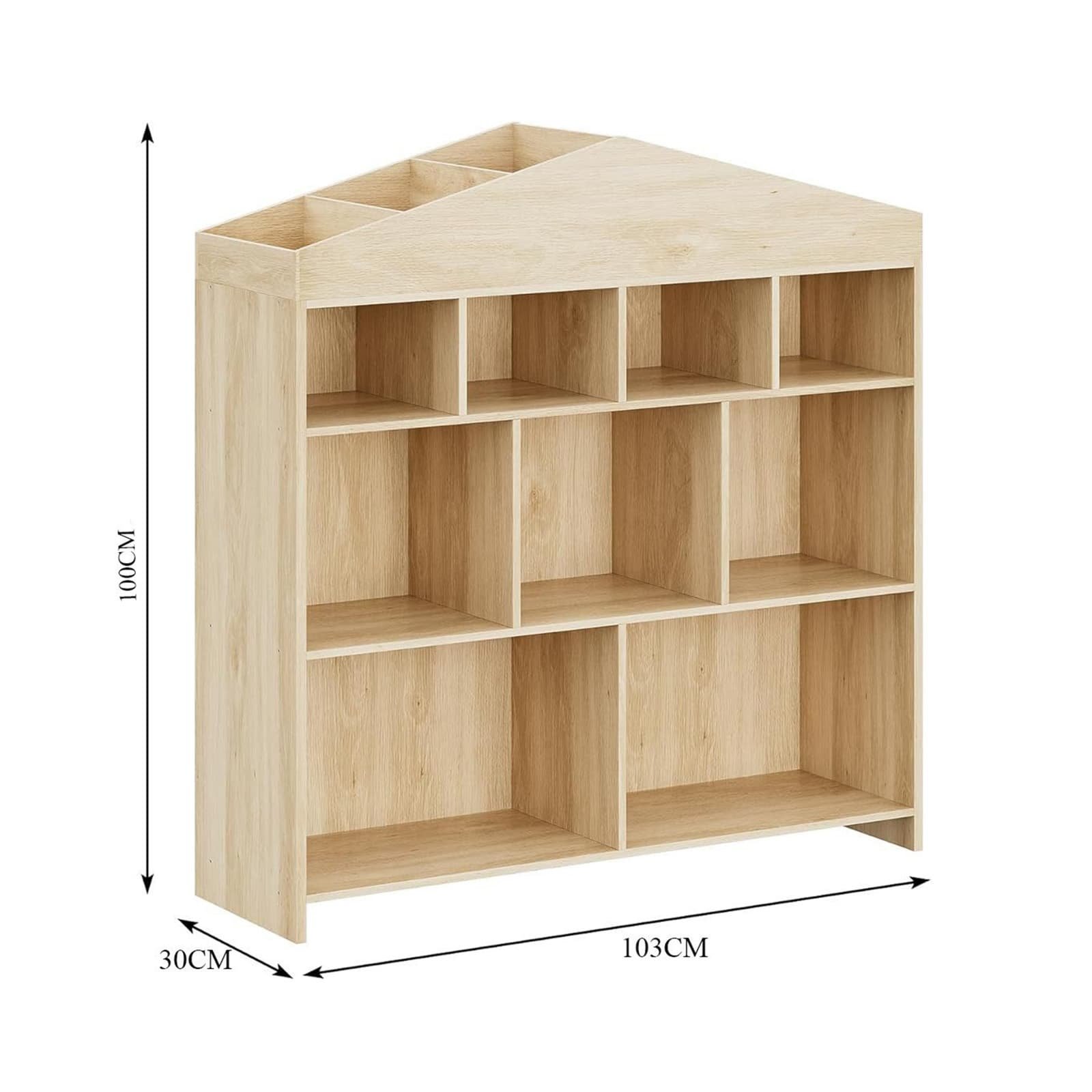 Toy Storage Organizer Kids Bookshelf with 9-Cubby - dimensions