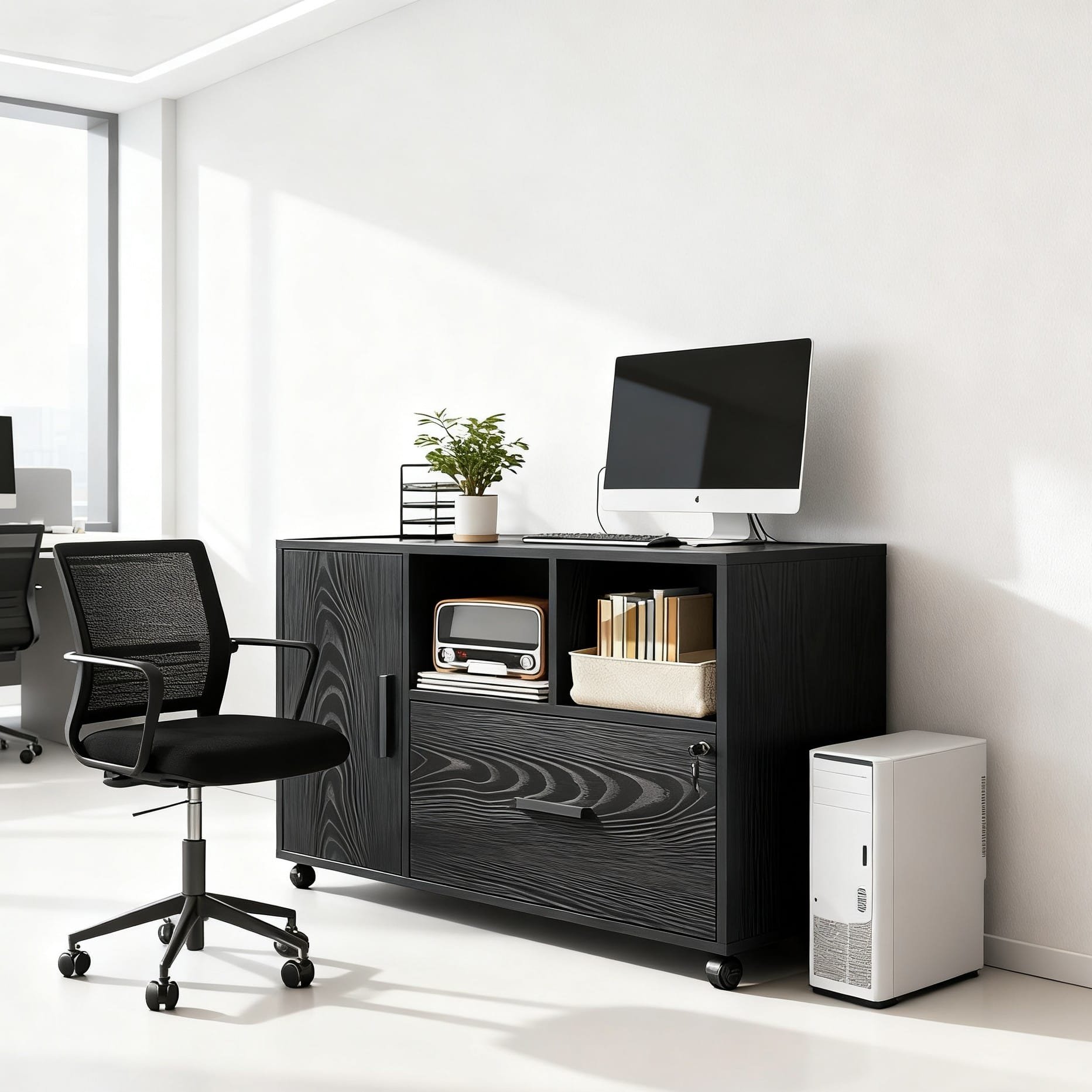 Designers Design New Minimalist Style Rectangular Wooden Office Furniture Filing Cabinet