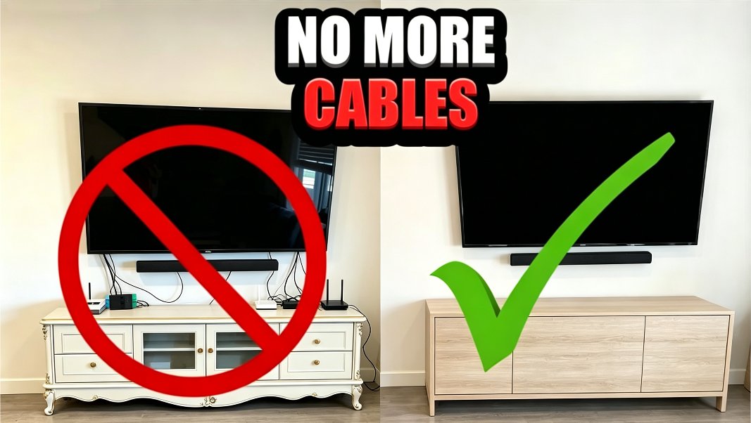 Cable Management Before and After Comparison - Tangled Wires vs Organized Media Console