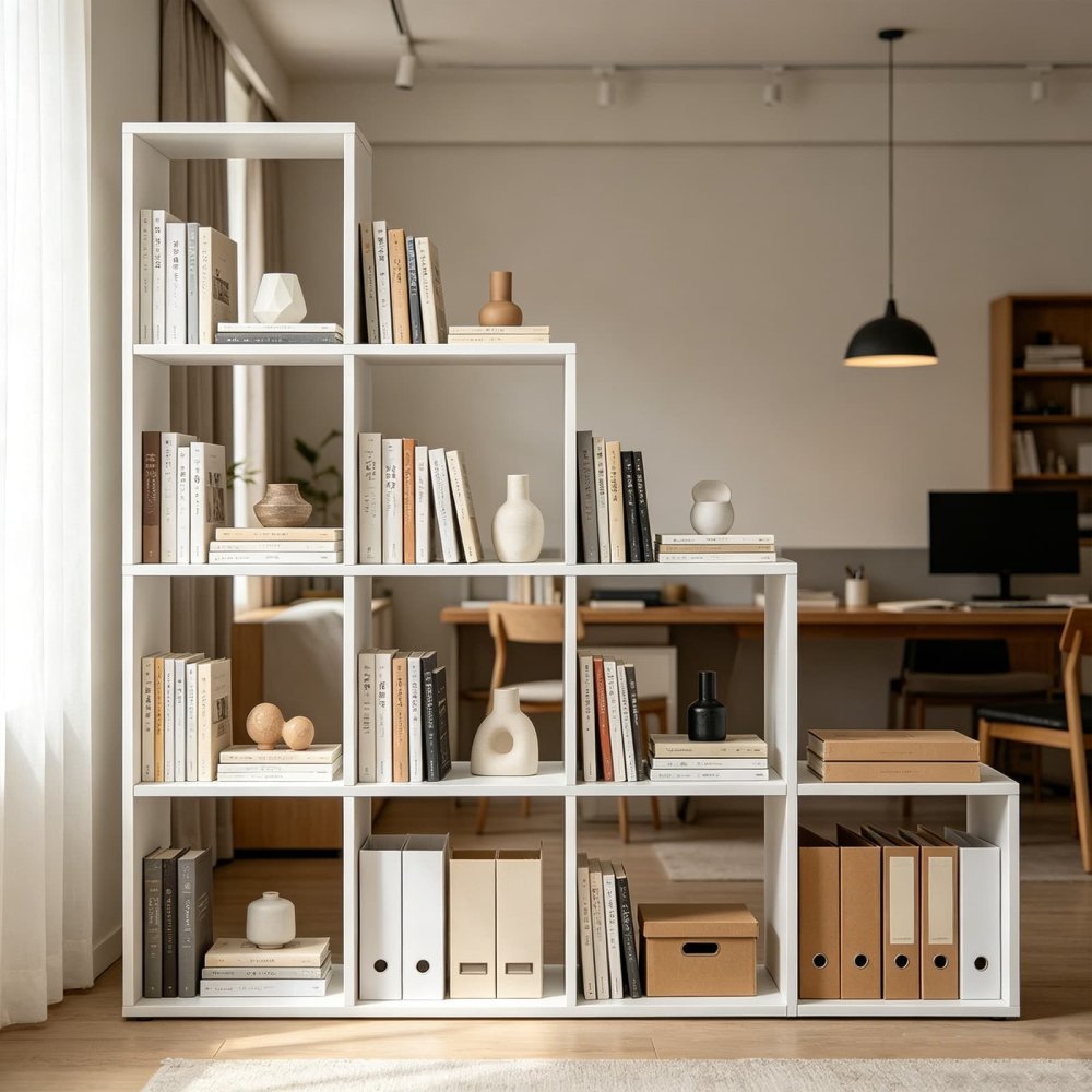 FreeStanding Wooden 10 Cube Staircase Display Shelf