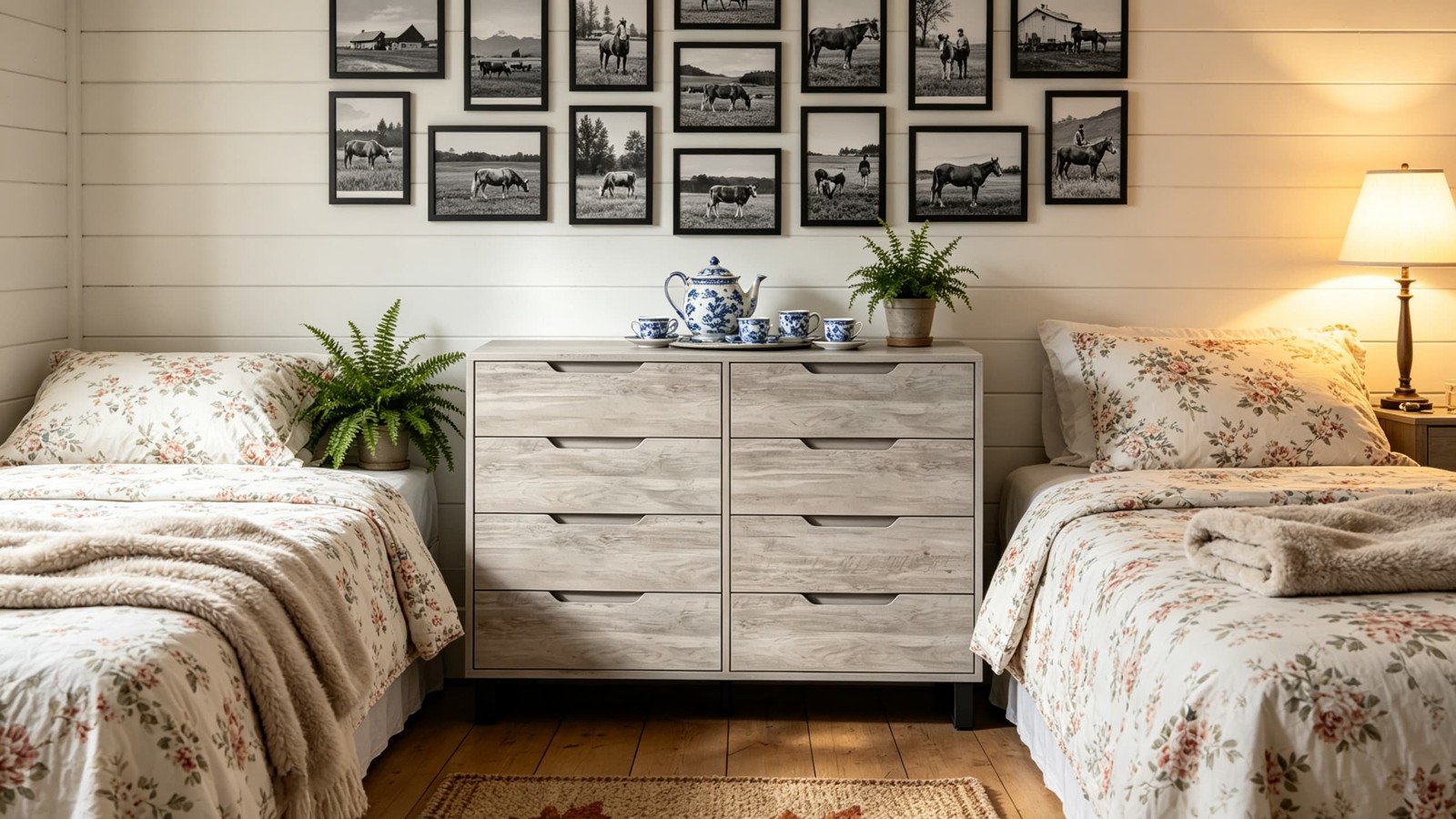 Farmhouse Freestanding Horizontal 8 Drawer with Adjustable Feet for B&Bs 