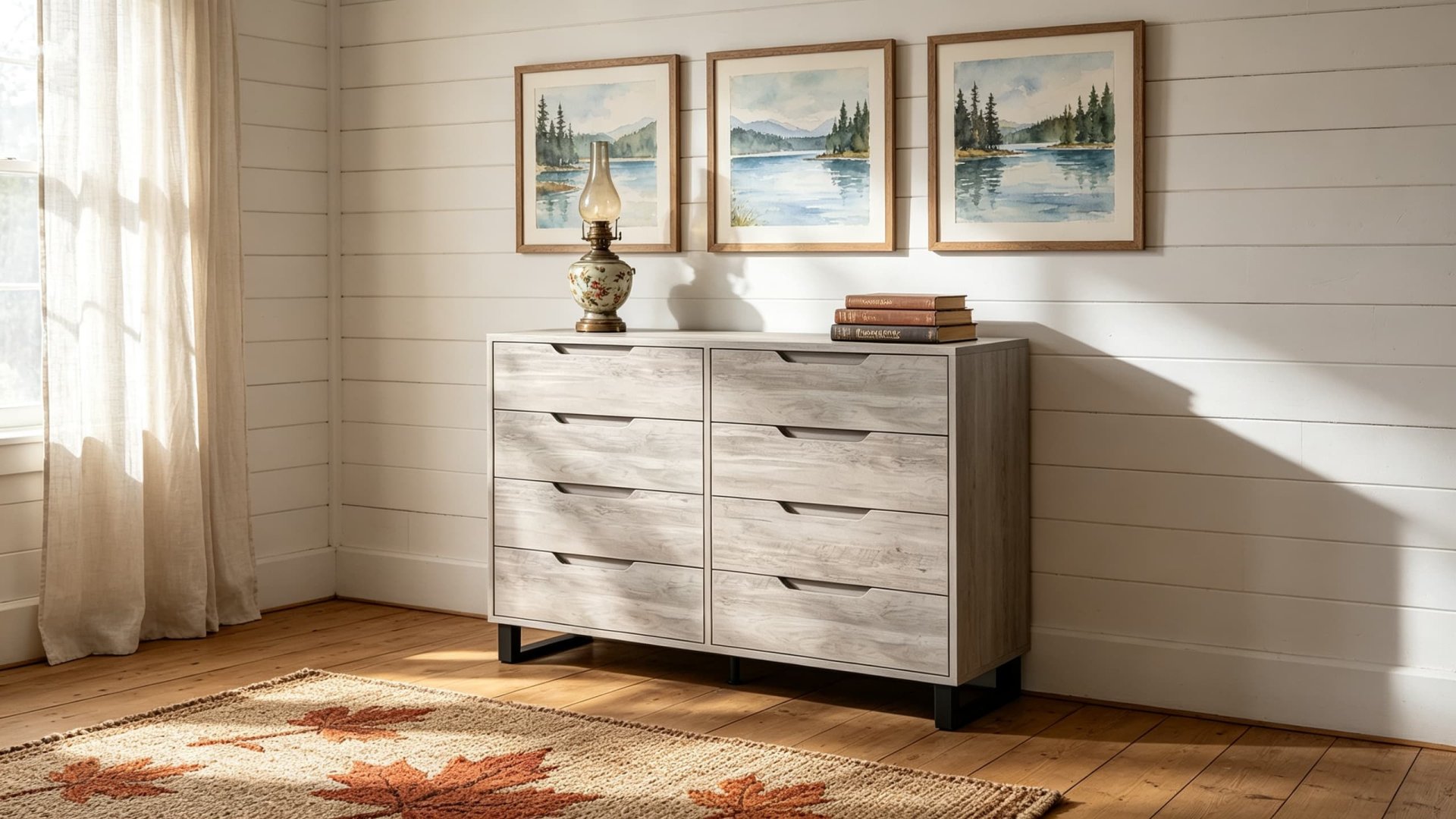 Farmhouse Freestanding Horizontal 8 Drawer with Adjustable Feet