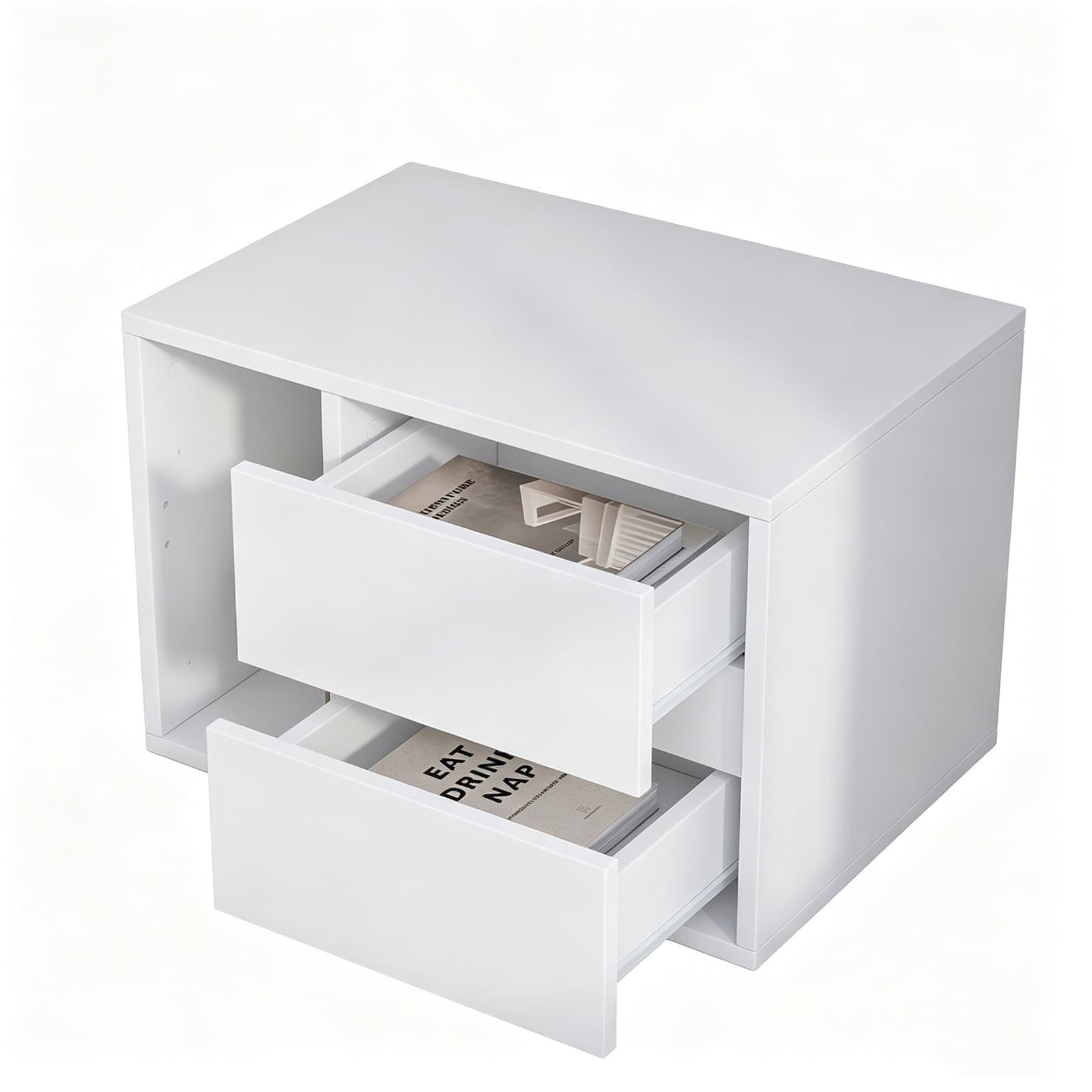 Modern Minimalist Hotel Bedside Table Set of 2 with Drawers - detail