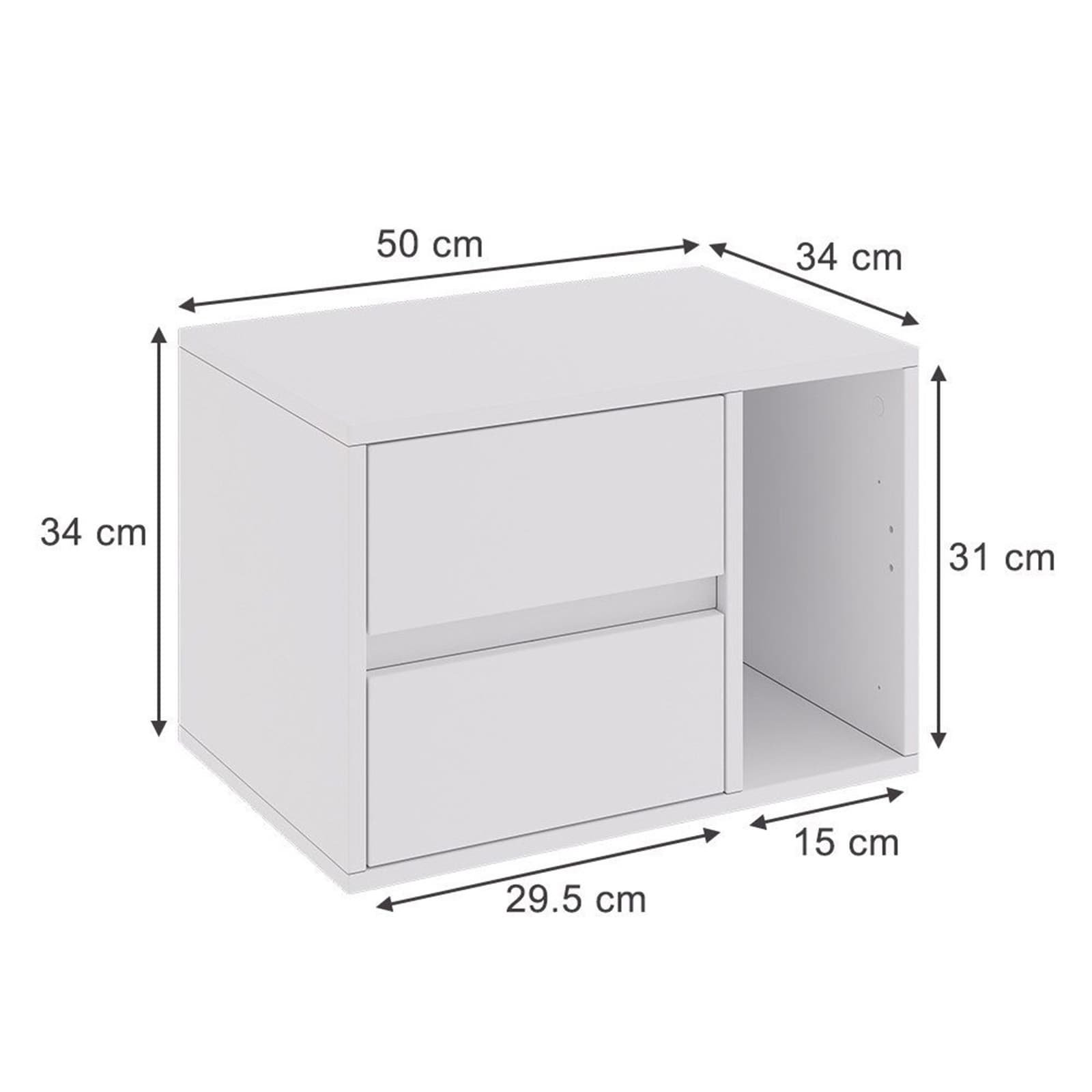 Modern Minimalist Hotel Bedside Table Set of 2 with Drawers - dimensions