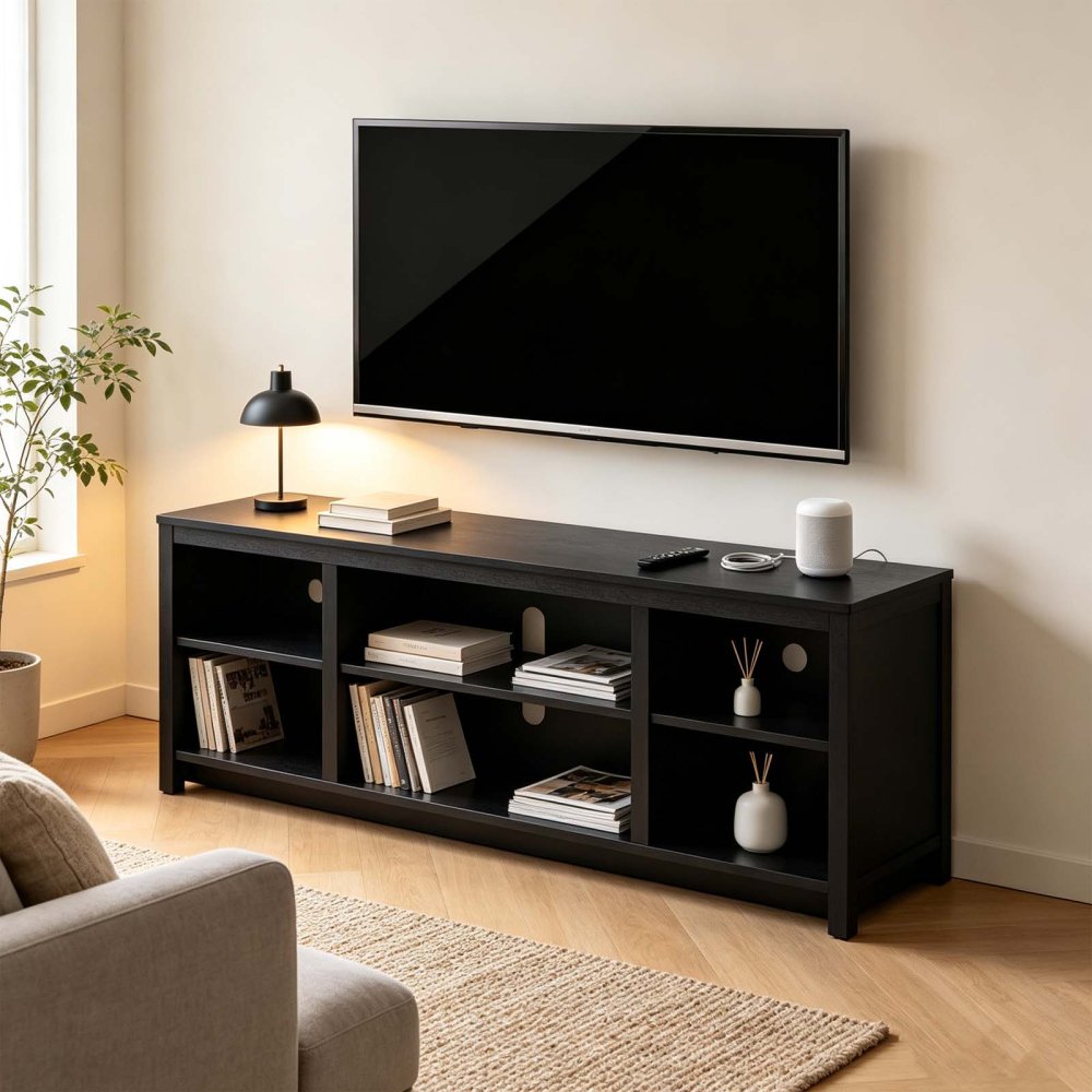 Open Shelf TV Console with Cable Management for TVs up to 50"