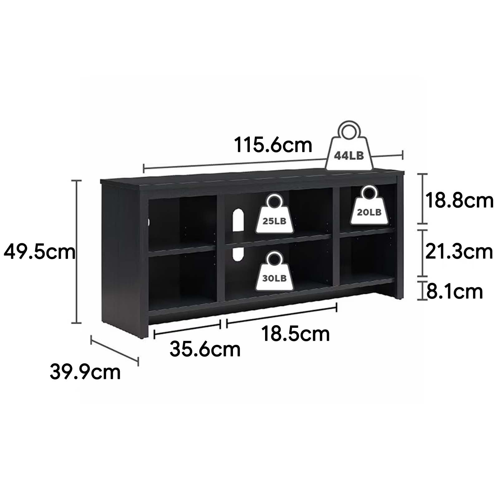 Open Shelf TV Console with Cable Management for TVs up to 50" - dimensions