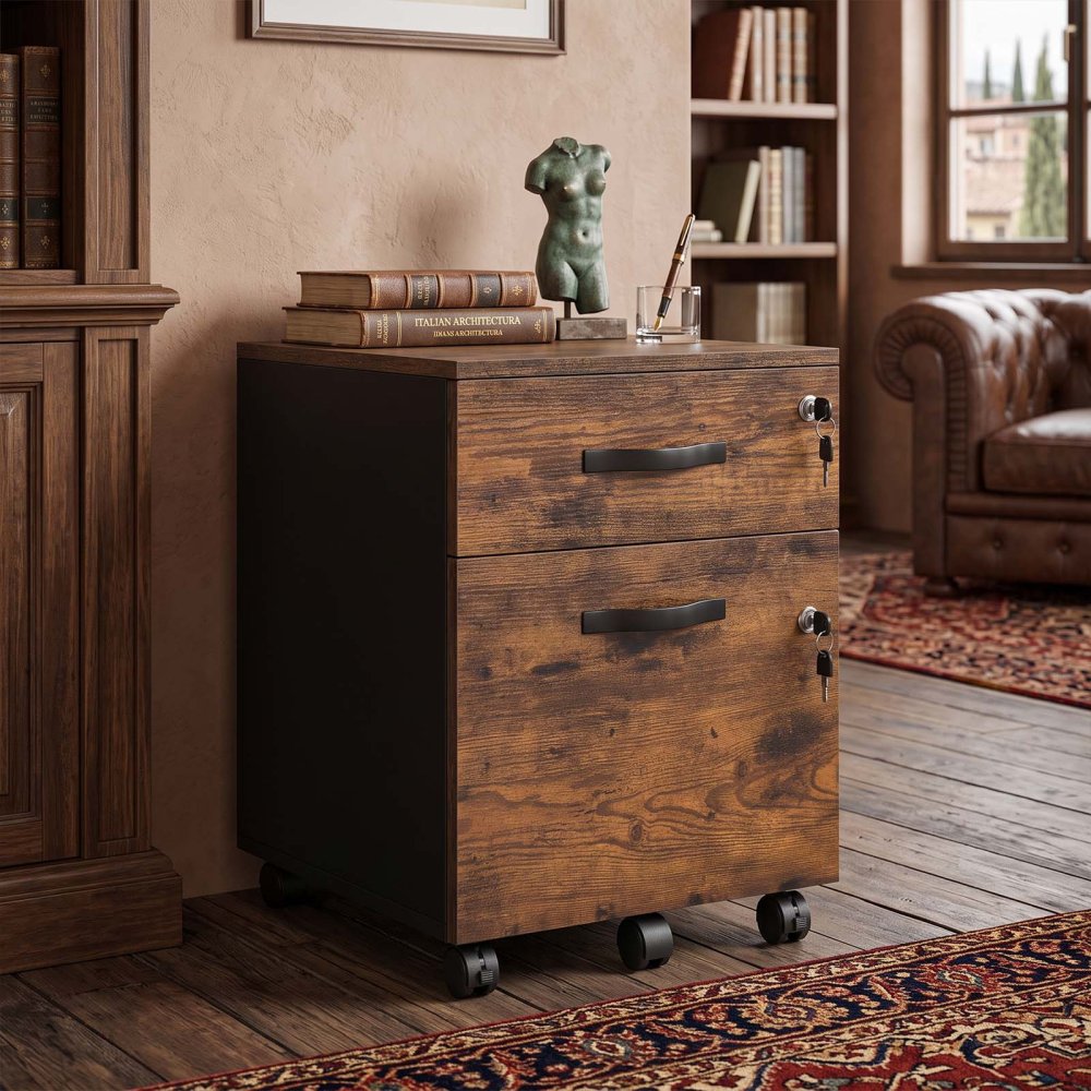 Rustic Mobile File Cabinet with Locks
