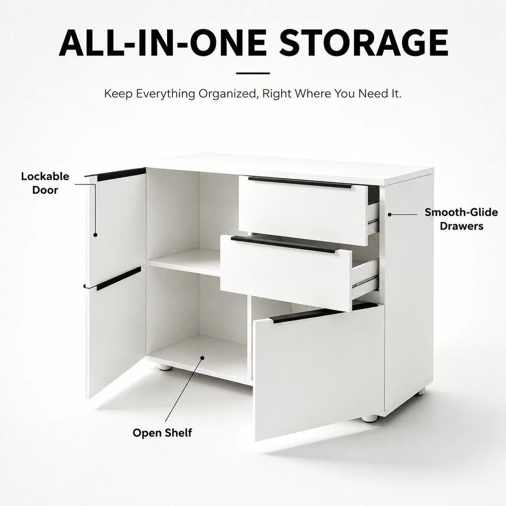 White 2 Doors Document Organizer for Workstation - detail