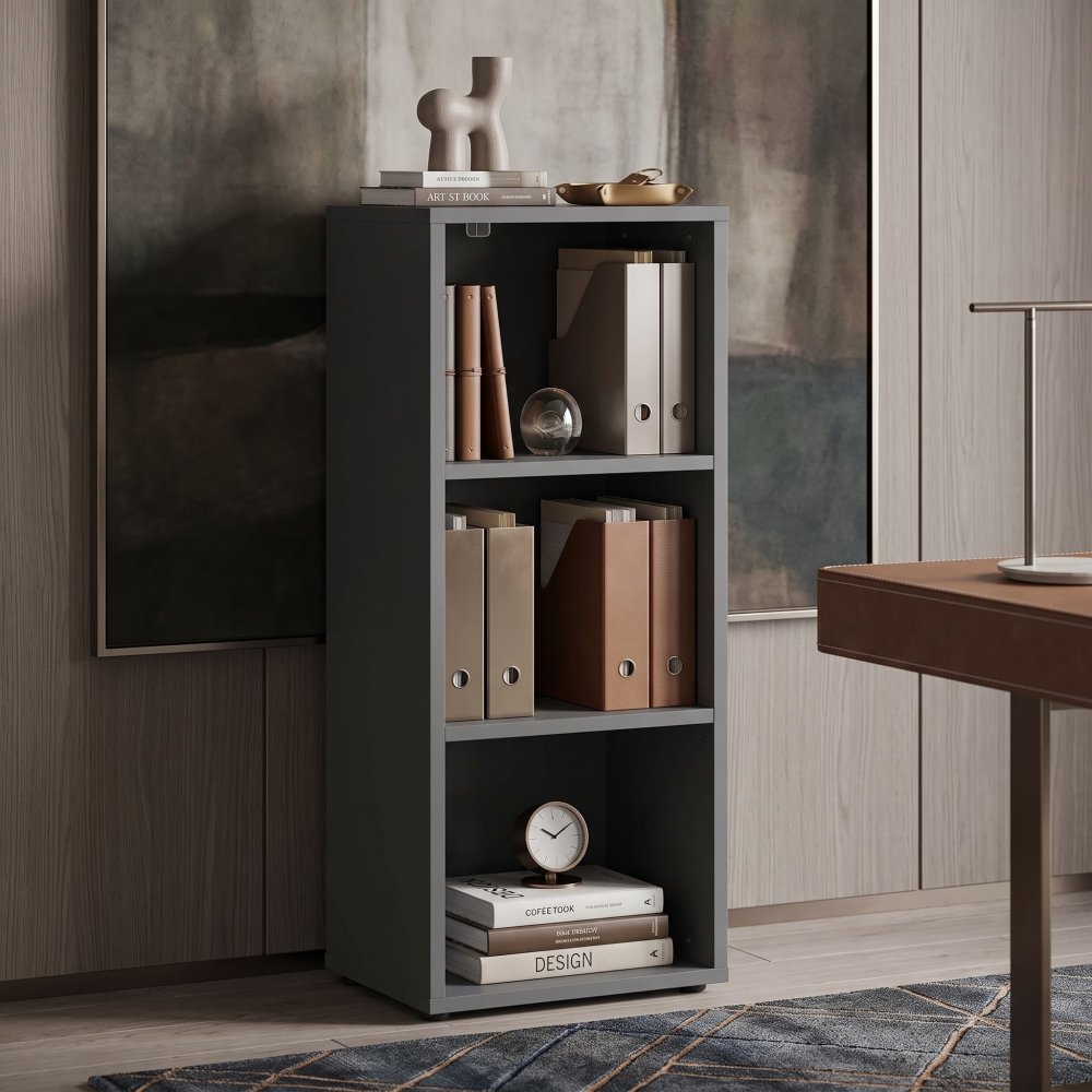 Narrow 3-Tier Office Open Shelf Cabinet 