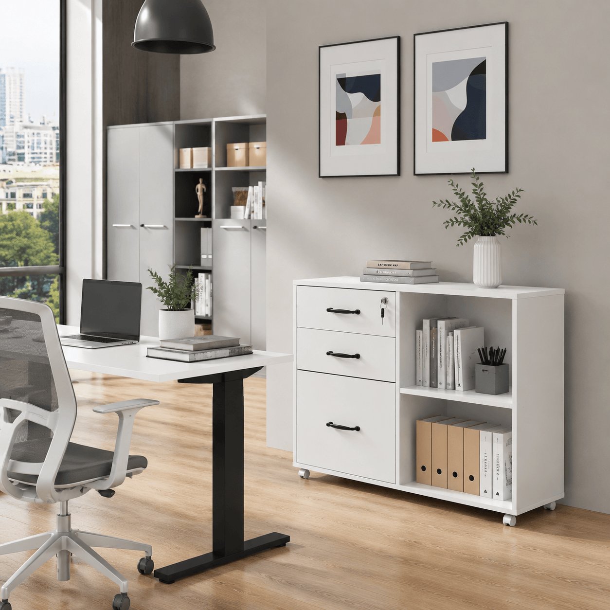 Mobile 3-Drawer Printer Stand on Wheels for retail and e-commerce programs
