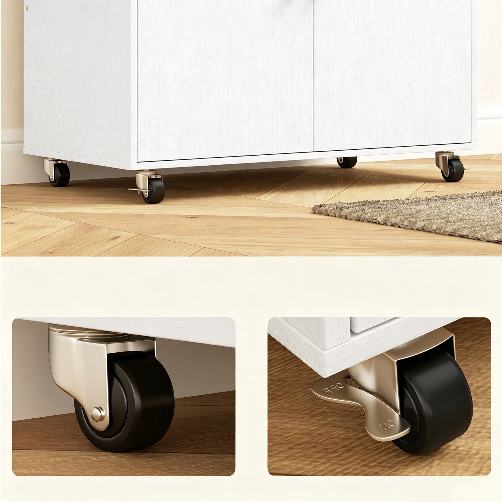 Kitchen Rolling Storage Trolley with Drop Leaf - detail