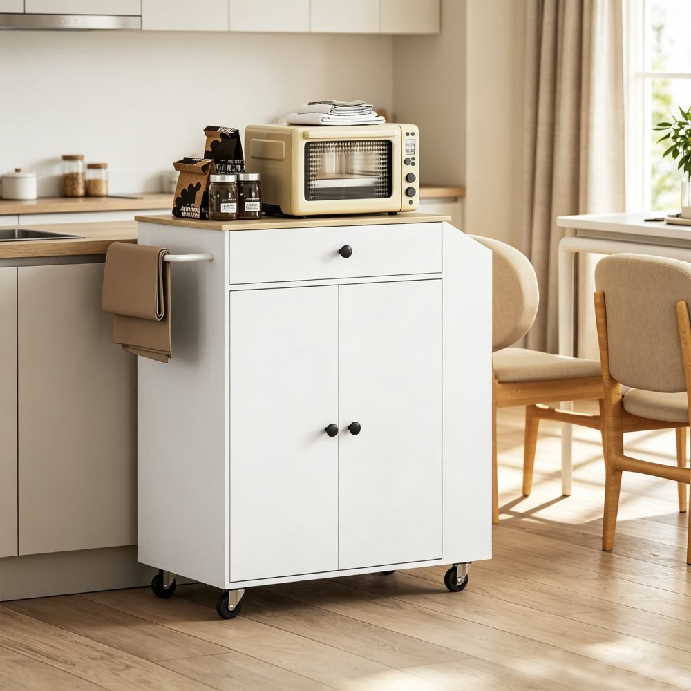 Kitchen Storage Cart with Drawer and Spice Rack