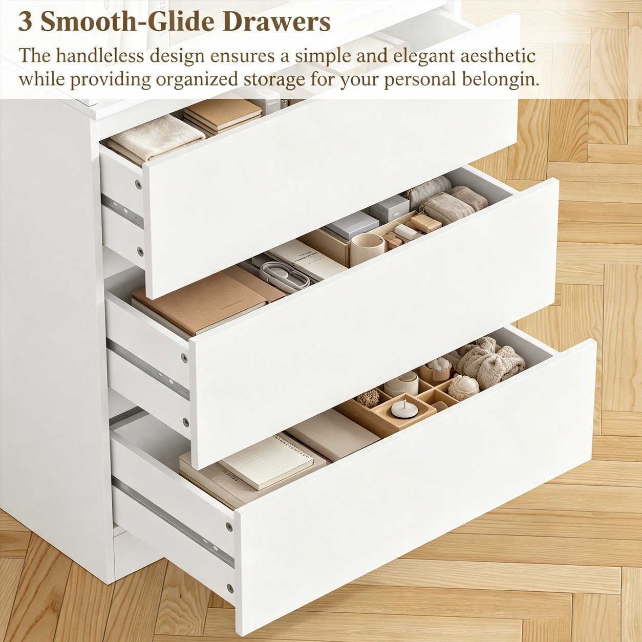 Freestanding 7 Tiers Bookshelf with Drawers - detail