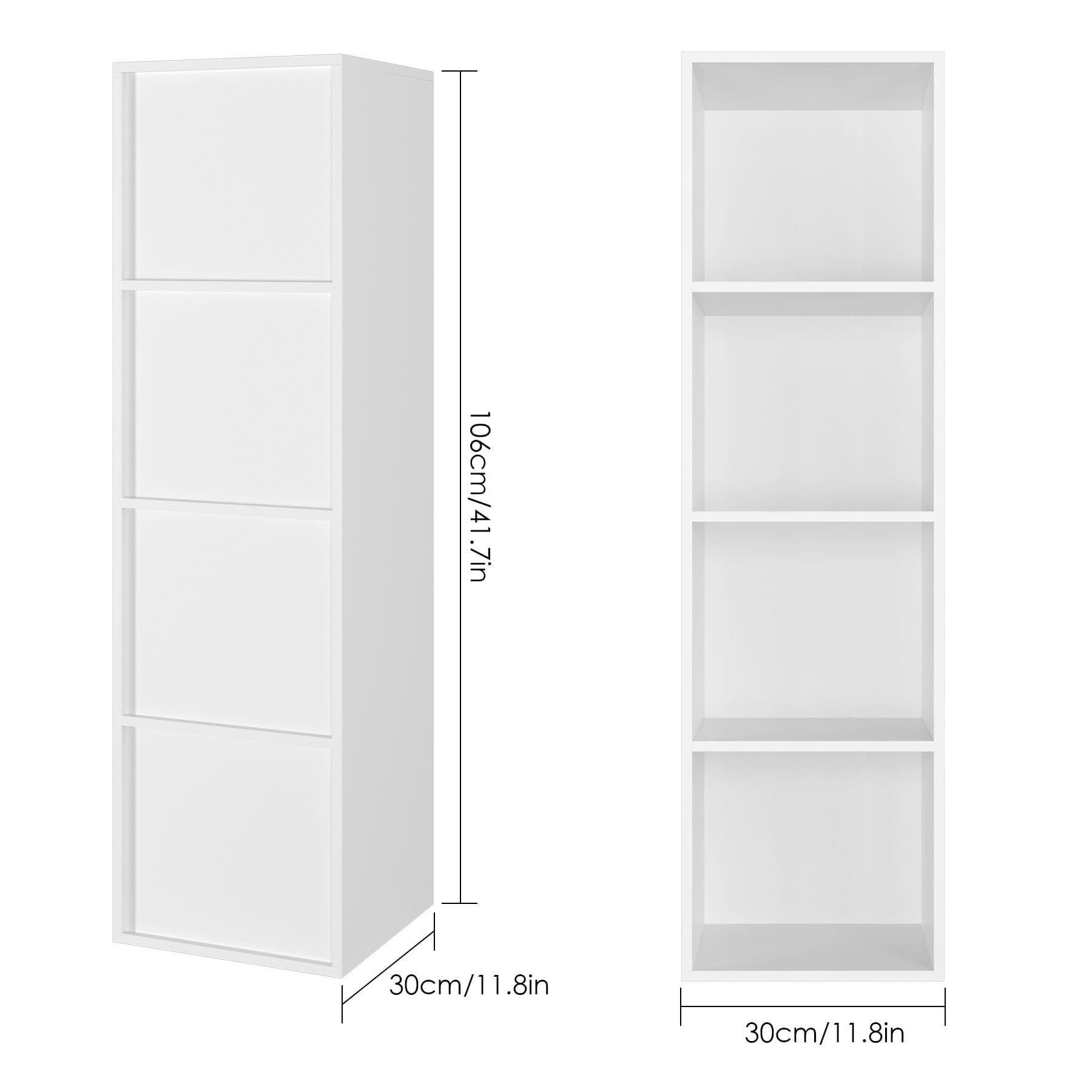 Freely Combinable 4 Tier Cube Shelf Unit - dimensions