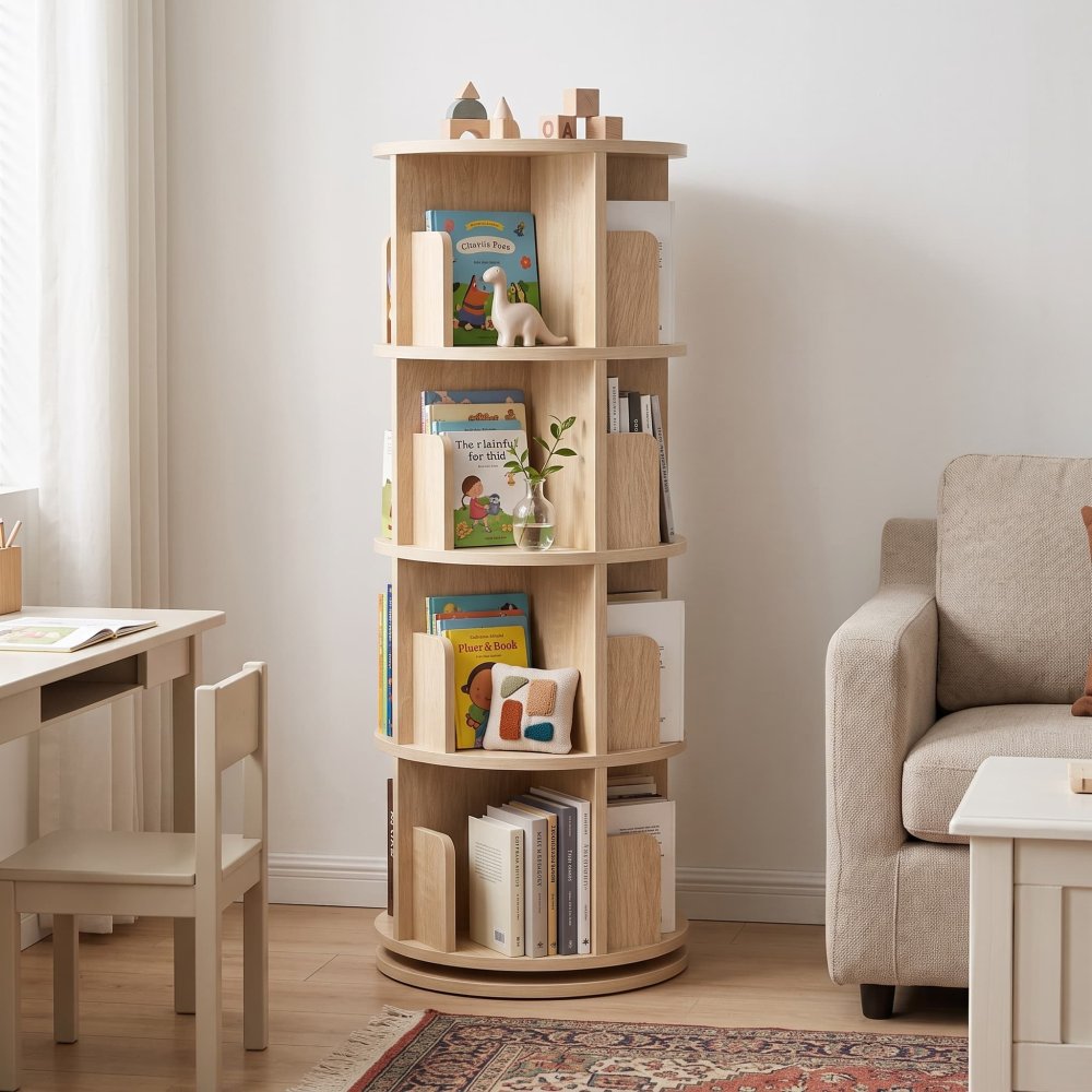Kids 4-Tier Rotating Tower Bookshelf