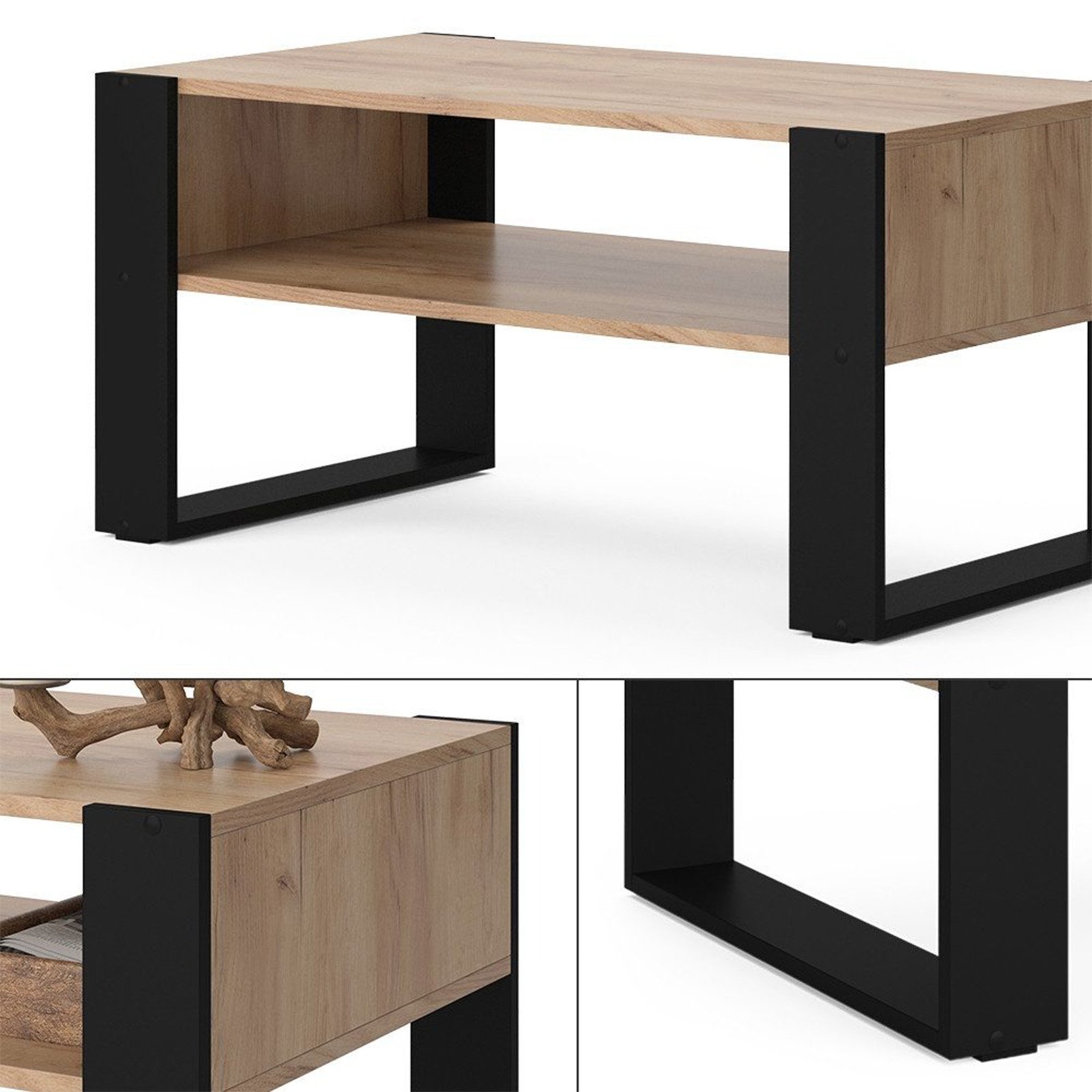 Wooden Coffee table with Metal Legs - detail