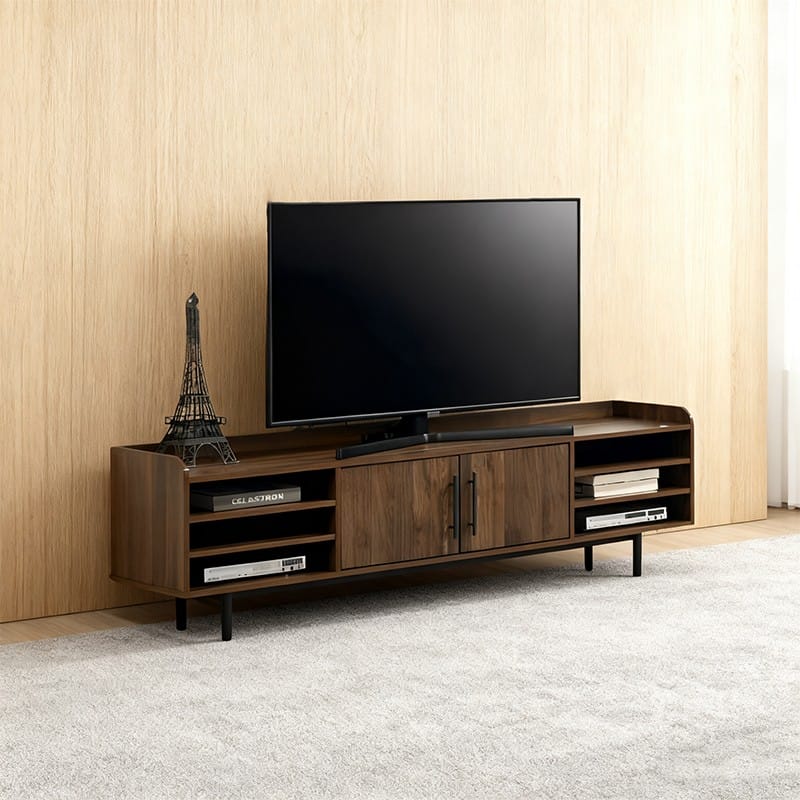 Factory Custom-designed Dark Brown Wooden Living Room TV Cabinet