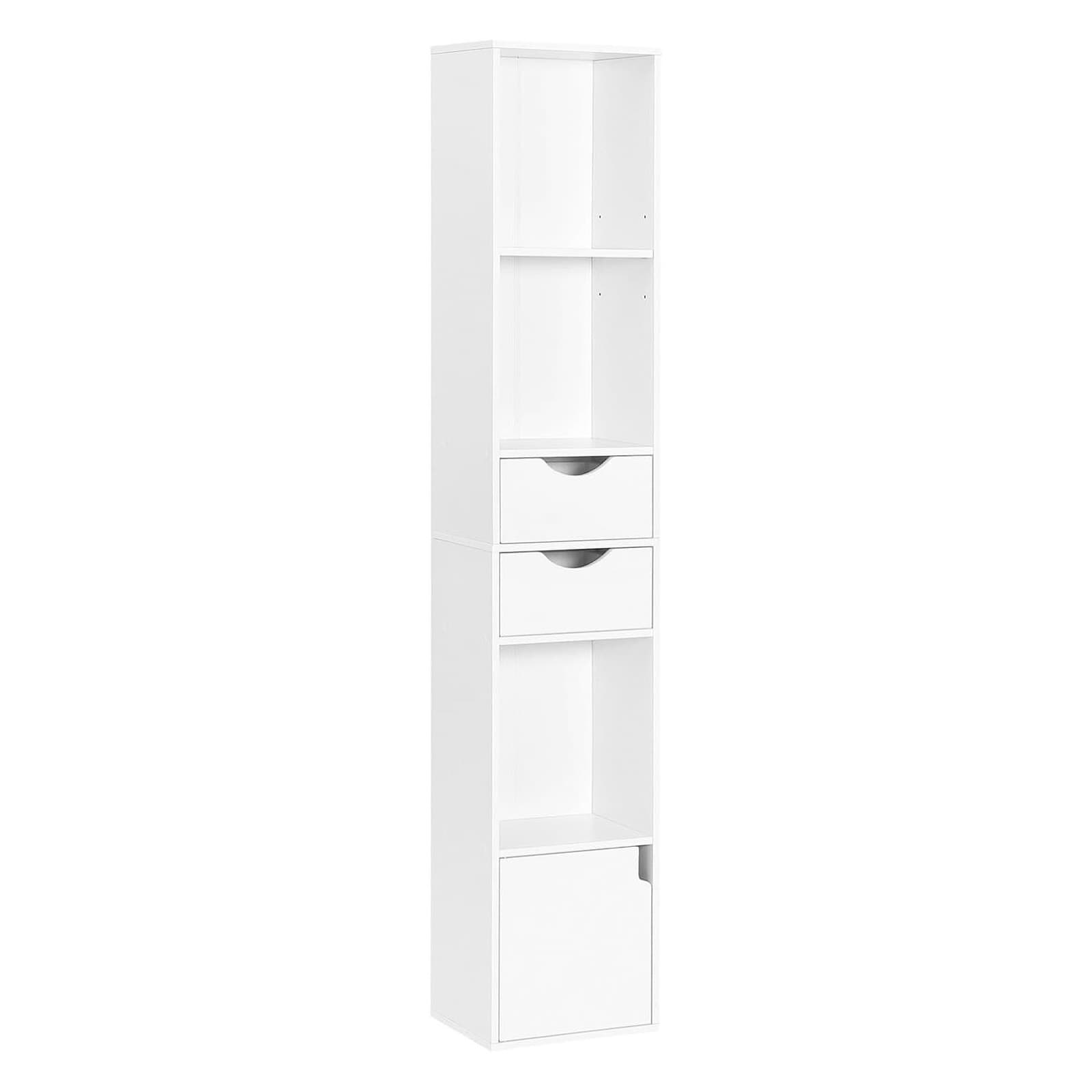 Tall Skinny Narrow Bookshelf with Drawers for Small Spaces - picture 4