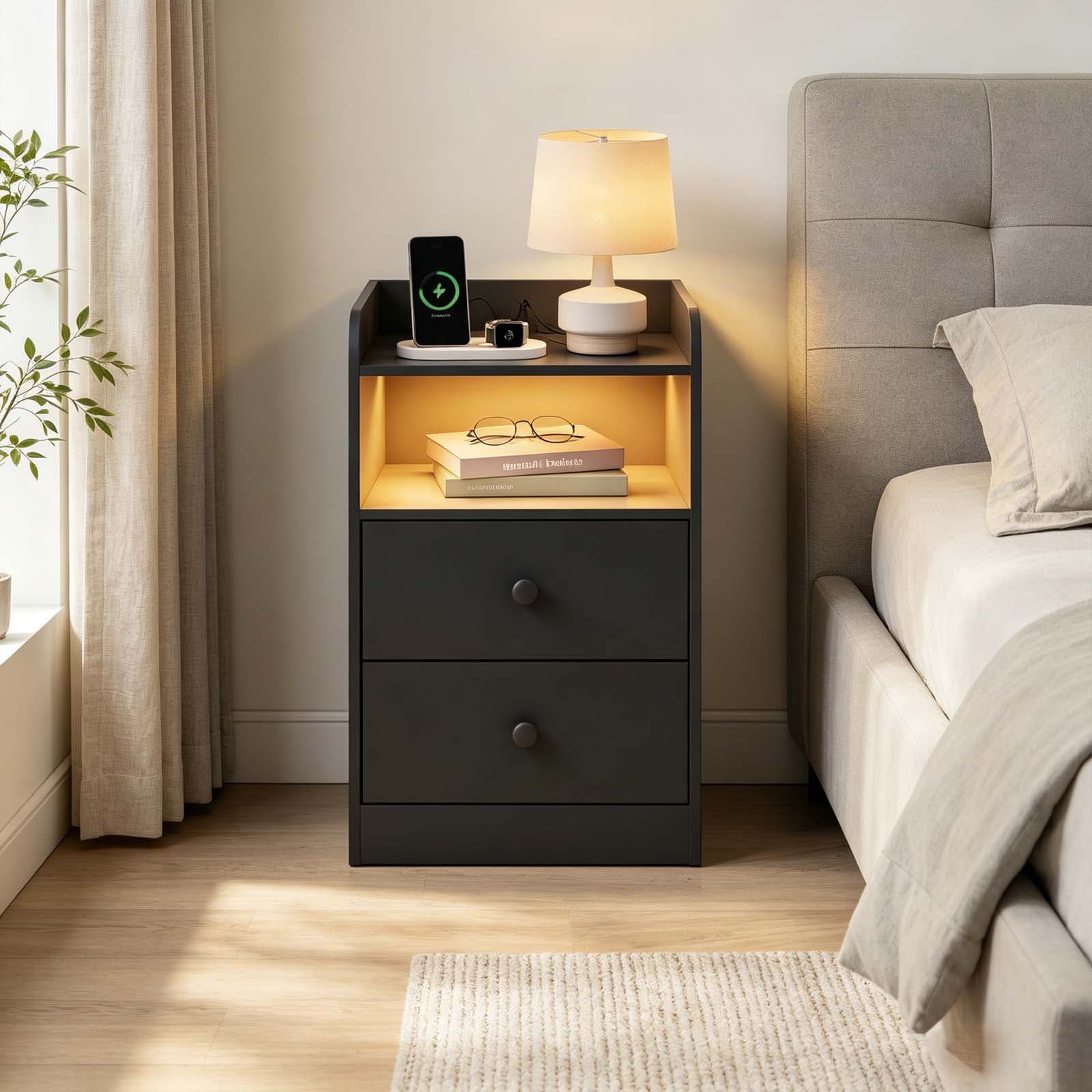 Smart LED Nightstand With Sockets USB Ports in Hospitality Design - picture 2