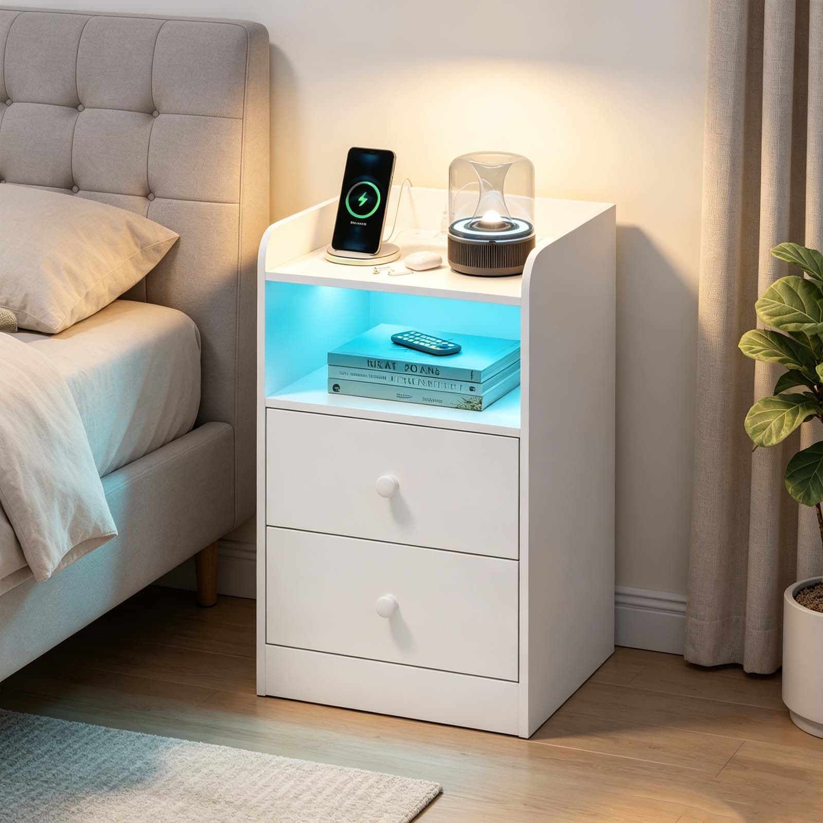 Smart LED Nightstand With Sockets USB Ports in Hospitality Design - picture 3