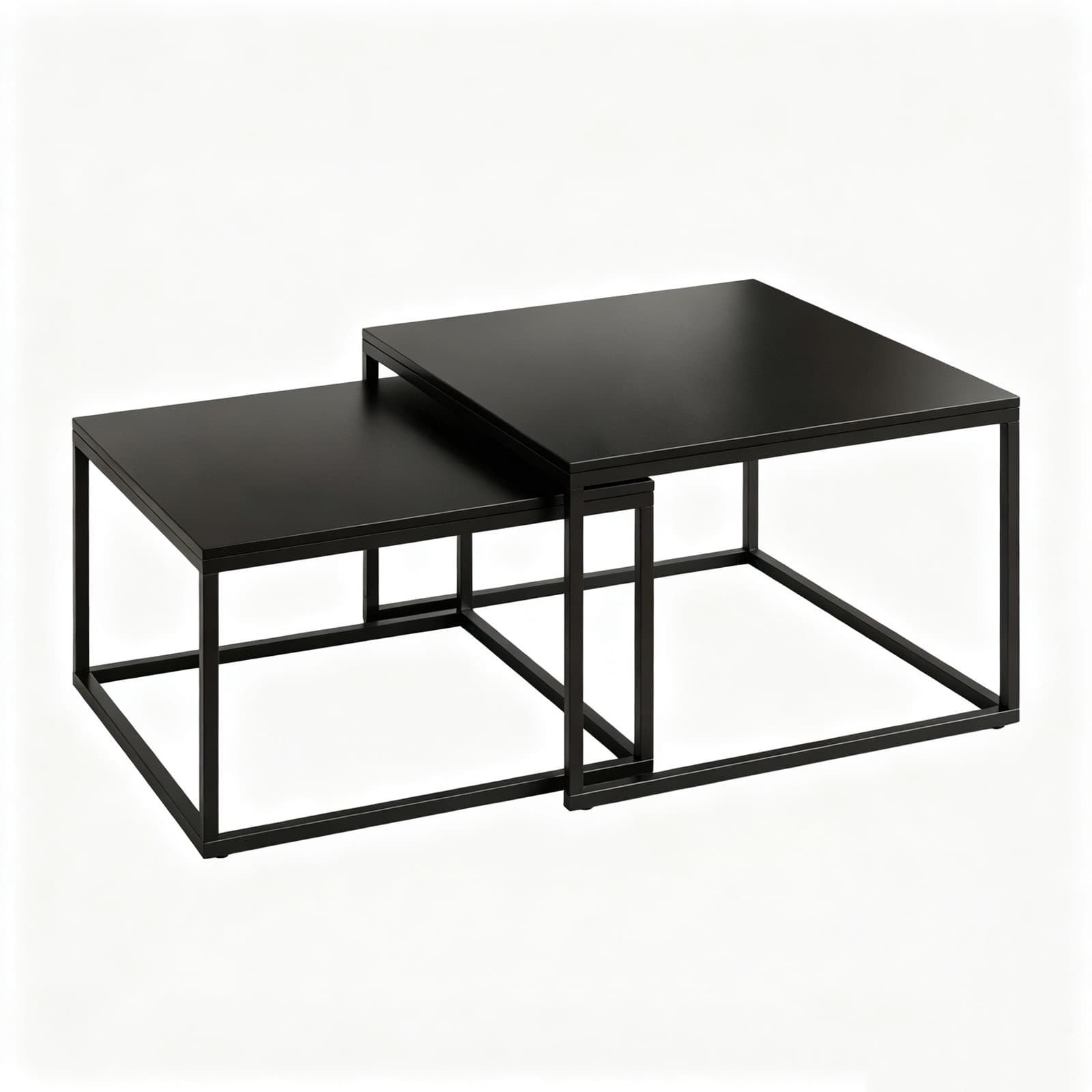 Set Of 2 Nesting Square Coffee Tables with Metal Frame - image 3