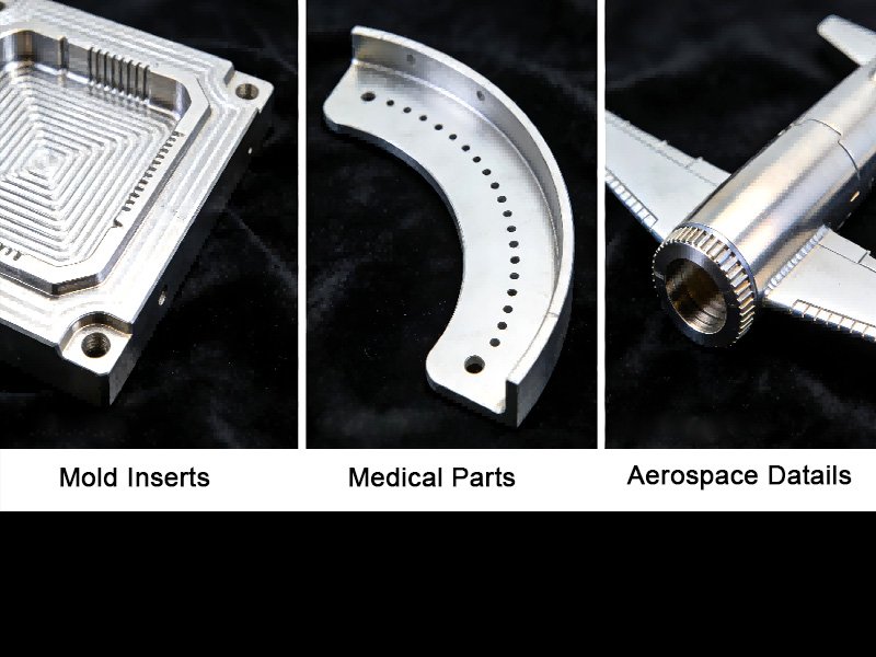 Finished precision components (mold inserts, medical parts, aerospace details)