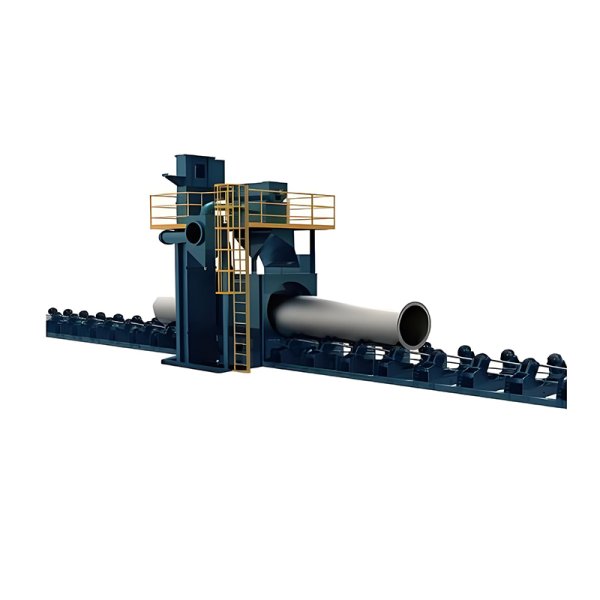 Steel pipe type through shot blasting machine