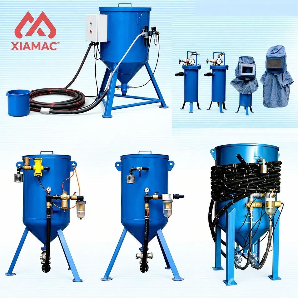 Industrial Small Sandblasting Machine Portable Pressure Sand Blaster Pot Steel Shot Abrasive Blasting Equipment for Metal Rust Removal Surface Cleaning
