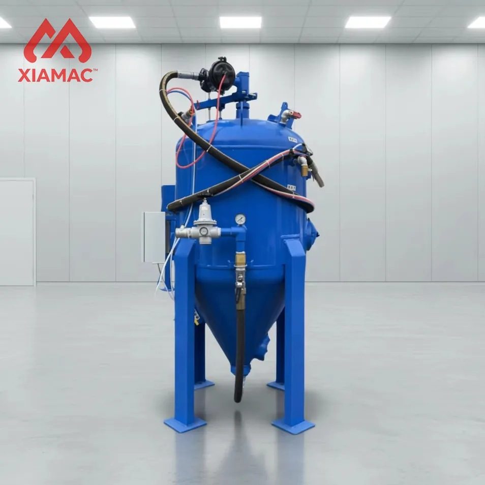 Mini Mobile Electric Sandblaster Burnishing Tank Pot Motor-Driven Semi-Automatic Pressure Air System Steel Shot 1800-2200 Kg/h