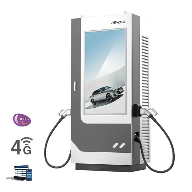 DC EV charger with 55-inch digital display
