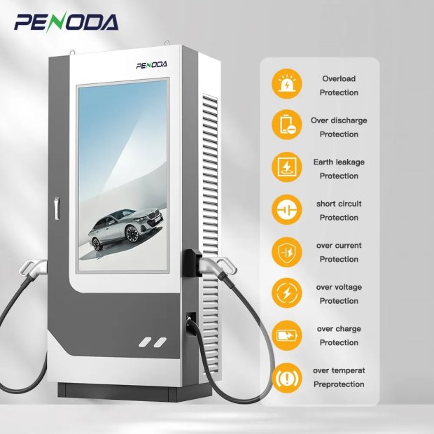 Commercial DC EV charging station with display