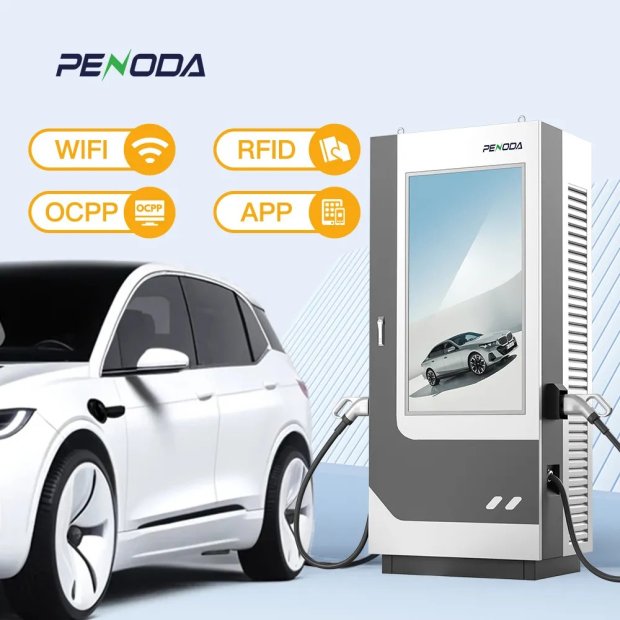 EV charging advertising station with 55-inch screen