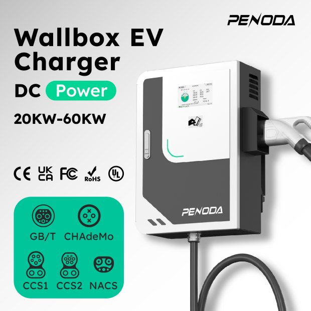 Wall mounted commercial DC EV charger