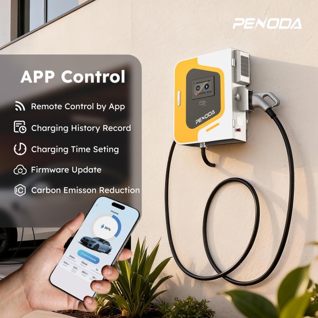 Yellow commercial DC EV charger