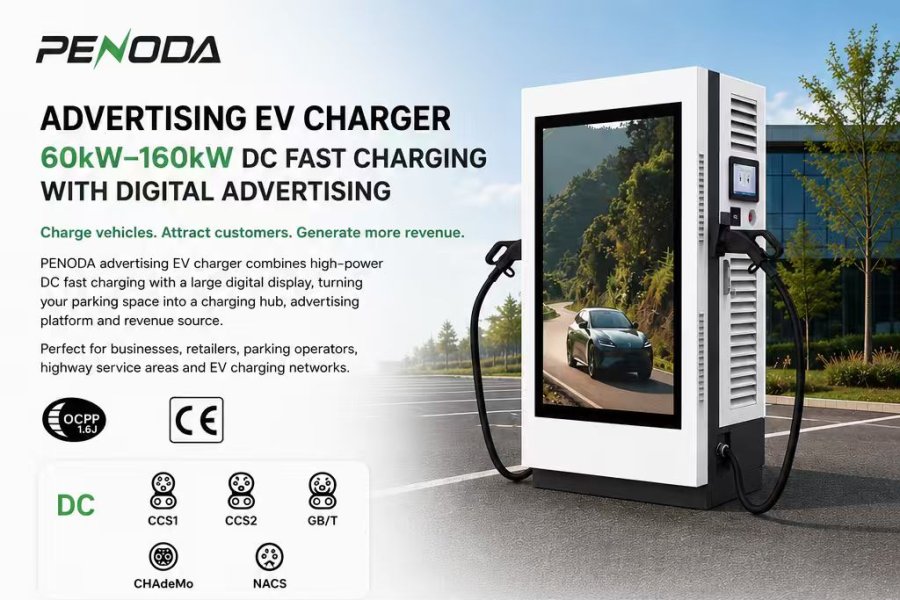 60kW–160kW Fast Charging with Digital Advertising