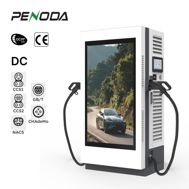 DC EV charger with 55-inch digital display