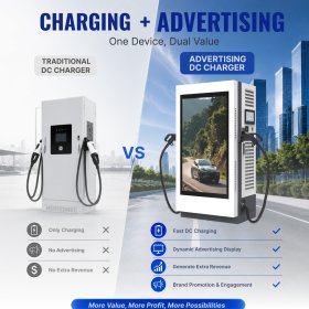 Outdoor EV charging station with advertising screen